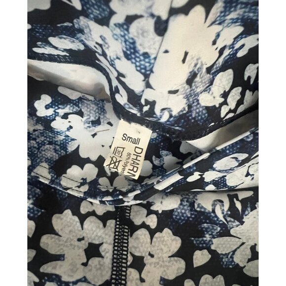 Dharma Bums Leggings | Blue Floral Stripes | Small - Picture 5 of 5